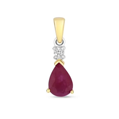 Ruby Pendant Pear Shaped 7X5mm 9ct Gold